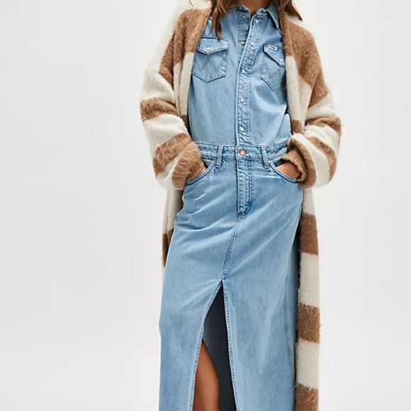 NWT Free People Wrangler Denim Skirtall Maxi Dress XS - Picture 3 of 15